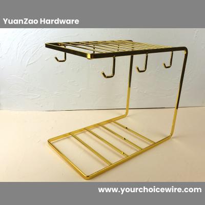 Supply Gold color Metal U-shaped coffee cup shelf 6 cups water cup rack