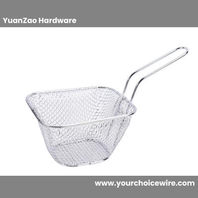 Restaurant Supply Stainless Steel Fry Basket Mesh Grid with Handle