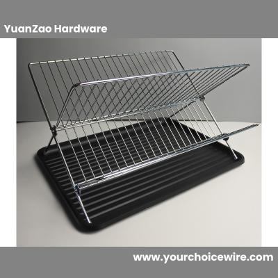 Custom Chrome Steel Foldable X shape Dish Rack with Black Drainboard