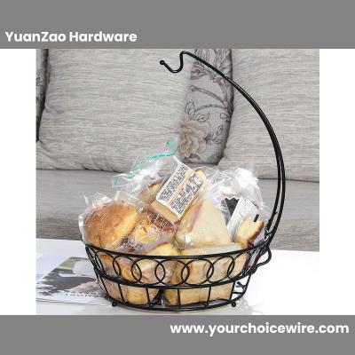 Matt Black Metal Fruit Basket Holder Fruit Holder with Banana Hook