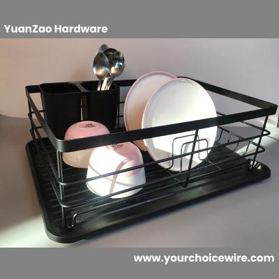 Custom Black Wire Dish Rack with Drainboard and Utensil Caddy with Drainer