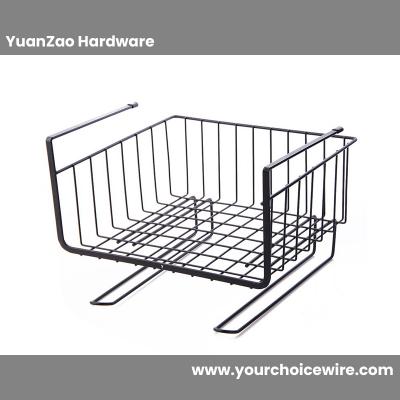 Black Metal Household Wire Storage Basket Under Shelf Under Cabinet with hook for tissue holder