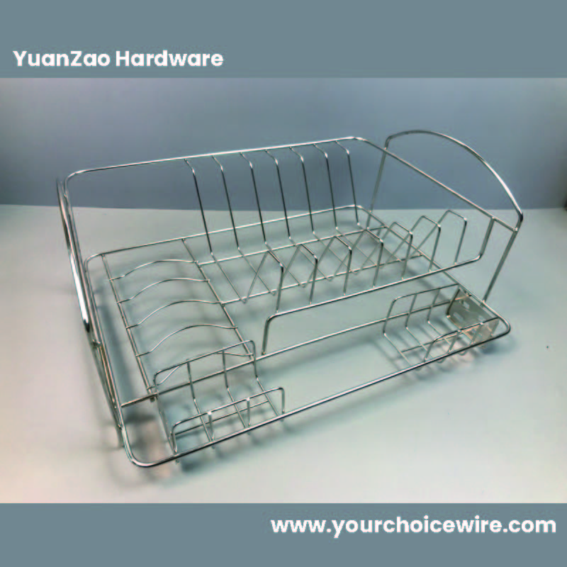 Chrome finish metal dish drying rack for cabinet